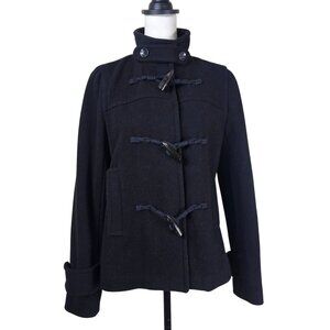 Banana Republic Womens Wool Blend Toggle Coat Sz S Black Short Preppy Old Money